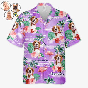 T-shirt hawaïen tropical unisexe personnalisé avec photo « L'été arrive par vagues » pour chien et chat - Cadeau de vacances d'été, cadeau pour propriétaires d'animaux et amoureux des animaux