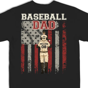 Toujours avec l'équipe de papa - T-shirt unisexe personnalisé avec imprimé au dos - Cadeau pour papa, amateurs de sport, joueurs de sport