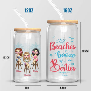 Journées à la plage et meilleures amies pour toujours - Tasse en verre personnalisée, tasse à café glacé - Cadeau de vacances d'été pour meilleures amies, meilleures amies, sœurs