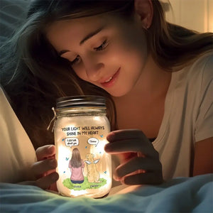Ta lumière brillera toujours dans mon cœur - Lampe commémorative personnalisée en pot Mason - Cadeau de condoléances pour les propriétaires d'animaux et les amoureux des animaux