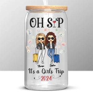 C'est un voyage entre filles - Tasse en verre personnalisée pour meilleure amie, tasse à café glacé - Cadeau de vacances d'été pour meilleures amies, meilleures amies, sœurs