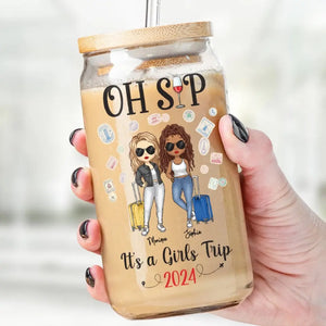 C'est un voyage entre filles - Tasse en verre personnalisée pour meilleure amie, tasse à café glacé - Cadeau de vacances d'été pour meilleures amies, meilleures amies, sœurs
