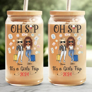 C'est un voyage entre filles - Tasse en verre personnalisée pour meilleure amie, tasse à café glacé - Cadeau de vacances d'été pour meilleures amies, meilleures amies, sœurs