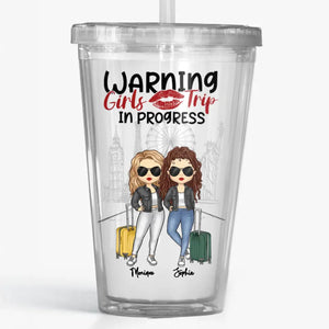 Avertissement à l'ère des voyages entre filles - Gobelet en acrylique transparent personnalisé pour meilleure amie - Cadeau de vacances d'été pour meilleures amies, meilleures amies et sœurs