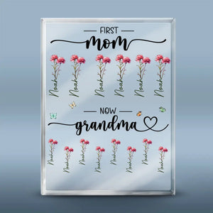 Fière grand-mère de quelques enfants - Plaque rectangulaire personnalisée en acrylique pour famille - Cadeau pour maman et grand-mère