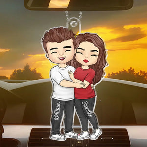 J'aime chaque centimètre de toi - Ornement de voiture personnalisé pour couple - Forme personnalisée en acrylique - Cadeau pour mari et femme, anniversaire