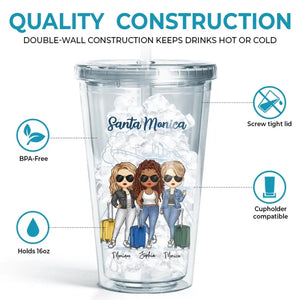 Oh Ship It's A Girls Trip - Gobelet en acrylique transparent personnalisé Bestie - Cadeau de vacances d'été pour meilleures amies, meilleures amies, sœurs