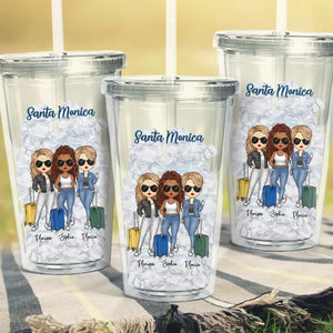 Oh Ship It's A Girls Trip - Gobelet en acrylique transparent personnalisé Bestie - Cadeau de vacances d'été pour meilleures amies, meilleures amies, sœurs