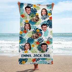 Serviette de plage personnalisée avec photo « En été, la chanson chante toute seule » - Cadeau pour les vacances d'été, un anniversaire, une fête à la piscine, pour les membres de la famille, les propriétaires d'animaux et les amoureux des animaux