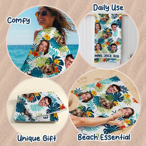 Serviette de plage personnalisée avec photo « En été, la chanson chante toute seule » - Cadeau pour les vacances d'été, un anniversaire, une fête à la piscine, pour les membres de la famille, les propriétaires d'animaux et les amoureux des animaux