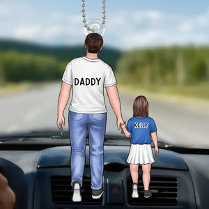 Main dans la main, je te protégerai toujours - Ornement de voiture personnalisé pour la famille - Forme personnalisée en acrylique - Cadeau pour papa