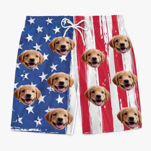 Short de plage hawaïen personnalisé avec photo « toi, moi et la mer » pour homme, motif tropical et hawaïen, motif Aloha, pour chien et chat ; cadeau idéal pour les vacances d'été, les anniversaires et les fêtes d'anniversaire.