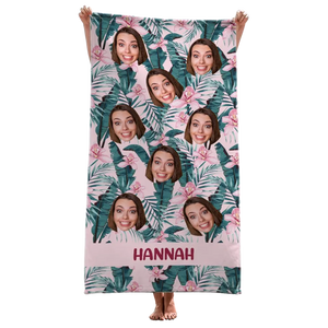 Serviette de plage personnalisée avec photo « En été, la chanson chante toute seule » - Cadeau pour les vacances d'été, un anniversaire, une fête à la piscine, pour les membres de la famille, les propriétaires d'animaux et les amoureux des animaux