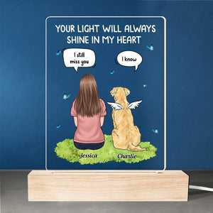 Toujours là pour vous – Lampe LED 3D personnalisée en forme de mémorial – Cadeau de condoléances pour les propriétaires et les amoureux des animaux