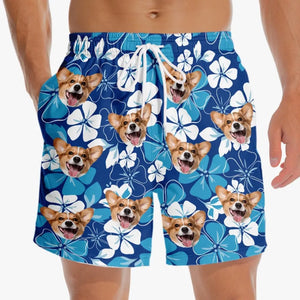 Photo personnalisée Chaque coquillage a une histoire - Short de plage hawaïen tropical Aloha personnalisé pour chien et chat - Cadeau de vacances d'été, cadeau de fête d'anniversaire pour propriétaires d'animaux, amoureux des animaux