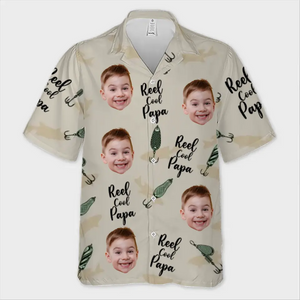 Photo personnalisée juste un père et son garçon - Chemise hawaïenne tropicale unisexe personnalisée pour la famille - Cadeau de vacances d'été, cadeau pour papa, grand-père