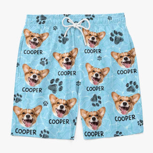 Photo personnalisée sur la plage, vous pouvez vivre heureux - Short de plage hawaïen tropical Aloha personnalisé pour chien et chat - Cadeau de vacances d'été, cadeau de fête d'anniversaire pour propriétaires d'animaux et amoureux des animaux