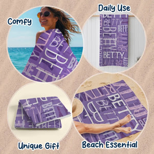 Ambiance estivale - Serviette de plage personnalisée pour toute la famille - Cadeau idéal pour les vacances d'été, un anniversaire ou une fête à la piscine
