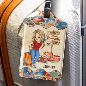 Voyager, c'est vivre - Étiquette de bagage personnalisée - Cadeau de vacances, cadeau pour les amoureux du voyage d'aventure