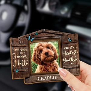 Photo personnalisée « Tu étais mon préféré » Bonjour - Clip de pare-soleil de voiture personnalisé commémoratif - Cadeau de condoléances pour les propriétaires d'animaux et les amoureux des animaux