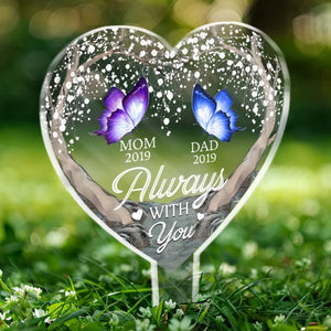 Ta lumière brillera toujours dans mon cœur - Piquet de jardin en acrylique personnalisé de style vitrail - Cadeau de condoléances pour les membres de la famille