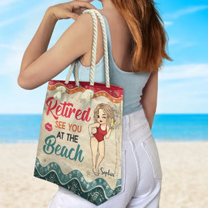 Une journée à la plage pour se ressourcer ! Sac de plage personnalisé pour la famille ! Cadeau de remerciement et de départ à la retraite pour grand-mère