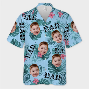 Photo personnalisée juste un père et sa fille - Chemise hawaïenne tropicale unisexe personnalisée pour la famille - Cadeau de vacances d'été, cadeau pour papa, grand-père