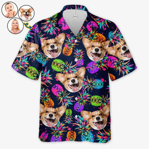 T-shirt hawaïen tropical unisexe personnalisé avec photo « État d'esprit estival » pour chien et chat - Cadeau idéal pour les vacances d'été, les propriétaires d'animaux et les amoureux des animaux.