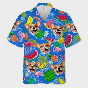 Personnalisez votre photo cet été pour un look plus spécial et élégant ! T-shirt hawaïen tropical unisexe personnalisé pour chien et chat ! Cadeau idéal pour les vacances d'été, les propriétaires d'animaux et les amoureux des animaux.