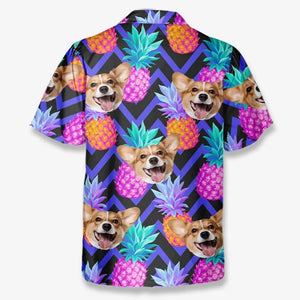 Photo personnalisée : Profitez pleinement de l'ambiance tropicale estivale ! T-shirt hawaïen unisexe personnalisé pour chien et chat ! Cadeau de vacances d'été, cadeau pour propriétaires d'animaux et amoureux des animaux.