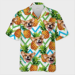 Photo personnalisée : Profitez pleinement de l'ambiance tropicale estivale ! T-shirt hawaïen unisexe personnalisé pour chien et chat ! Cadeau de vacances d'été, cadeau pour propriétaires d'animaux et amoureux des animaux.