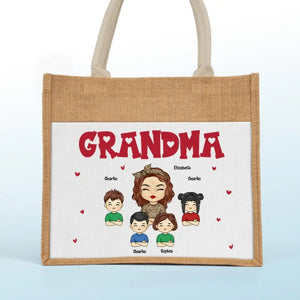 Je suis une grand-mère professionnelle - Sacs fourre-tout personnalisés pour la famille, sacs fourre-tout en jute, sacs de plage - Cadeau pour maman, grand-mère