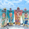 Serviette de plage personnalisée avec photo « Sauvage, pieds nus et libre » – Cadeau pour les vacances d'été, un anniversaire, une fête à la piscine, pour mari, femme et famille.
