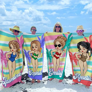 Serviette de plage personnalisée « Mange, nage, dors, recommence » – Cadeau idéal pour les vacances d'été, les anniversaires, les fêtes au bord de la piscine, pour les meilleures amies, les meilleures amies et les sœurs.