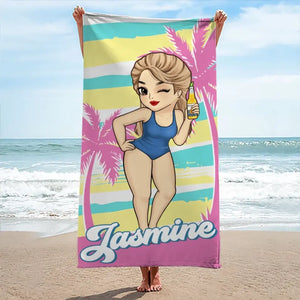 Serviette de plage personnalisée « Mange, nage, dors, recommence » – Cadeau idéal pour les vacances d'été, les anniversaires, les fêtes au bord de la piscine, pour les meilleures amies, les meilleures amies et les sœurs.