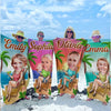 Serviette de plage personnalisée avec photo « Summer Vibes » pour toute la famille - Cadeau idéal pour les vacances d'été, un anniversaire ou une fête à la piscine.