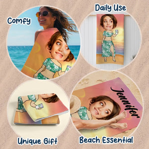 Serviette de plage personnalisée avec photo « Appelez-moi sur mon téléphone » - Cadeau pour les vacances d'été, un anniversaire, une fête à la piscine, pour mari, femme et famille