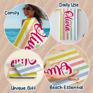 Serviette de plage personnalisée « Gone To The Beach » pour meilleure amie - Cadeau de vacances d'été, cadeau d'anniversaire pour une fête au bord de la piscine, pour les meilleures amies, les meilleures amies et les sœurs