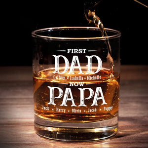 Premier papa, maintenant grand-père - Verre à whisky personnalisé pour la famille - Cadeau pour papa, grand-père