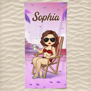 Serviette de plage personnalisée « Mode détente » activée - Cadeau idéal pour les vacances d'été, les anniversaires, les fêtes à la piscine, pour les meilleures amies, les meilleures amies et les sœurs