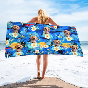 Photo personnalisée Amis à fourrure et journées ensoleillées - Chien
Serviette de plage personnalisée avec chat - Cadeau de vacances d'été, cadeau d'anniversaire pour les propriétaires d'animaux et les amoureux des animaux