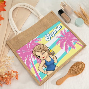 Summer Vibe - Sacs fourre-tout personnalisés pour meilleures amies, sacs fourre-tout en jute, sacs de plage - Cadeau pour meilleures amies, meilleures amies, sœurs
