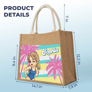Summer Vibe - Sacs fourre-tout personnalisés pour meilleures amies, sacs fourre-tout en jute, sacs de plage - Cadeau pour meilleures amies, meilleures amies, sœurs