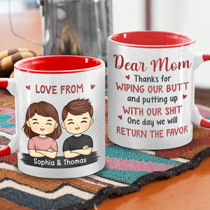 Un jour, nous vous rendrons la pareille - Tasse personnalisée avec accents pour la famille - Cadeau pour les membres de la famille