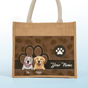 Cet humain nous appartient - Sacs fourre-tout personnalisés pour chien, sacs fourre-tout en jute, sacs de plage - Cadeau pour propriétaires d'animaux et amoureux des animaux