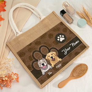 Cet humain nous appartient - Sacs fourre-tout personnalisés pour chien, sacs fourre-tout en jute, sacs de plage - Cadeau pour propriétaires d'animaux et amoureux des animaux