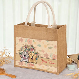 Cet humain m'appartient - Sacs fourre-tout personnalisés pour chien, sacs fourre-tout en jute, sacs de plage - Cadeau pour propriétaires d'animaux et amoureux des animaux