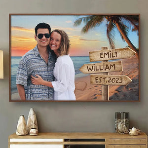 Photo personnalisée « Là où il y a de l'amour, il y a de la vie » - Affiche horizontale personnalisée pour couple - Cadeau pour mari et femme, anniversaire