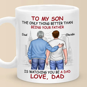 Tasse personnalisée « Fier de toi » – Cadeau pour la fête des pères et pour son fils