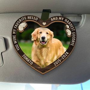 Photo personnalisée « Tu as été mon adieu le plus dur » - Clip de pare-soleil de voiture personnalisé commémoratif - Cadeau de condoléances pour les propriétaires d'animaux et les amoureux des animaux